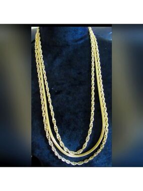 Vintage Coro Goldtone Chain Multi Strand Necklace  NWT NOS  29"